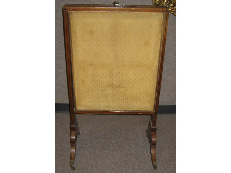 Appraisal: ENGLISH REGENCY MAHOGANY FIRESCREEN Flat top with protruding brass handle