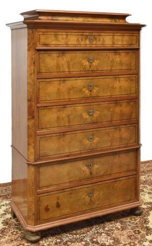 Appraisal: Danish Biedermeier walnut chest on chest mid th c having