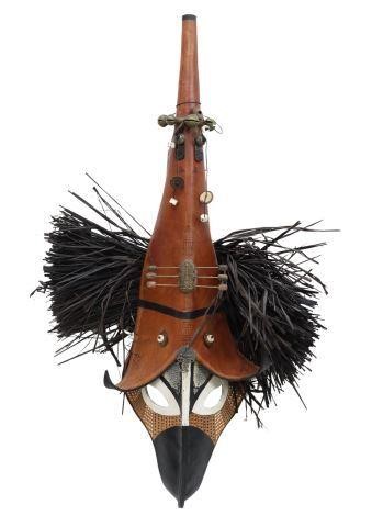 Appraisal: Leather art mask Totem Raven signed Zeke and Marty Zewick