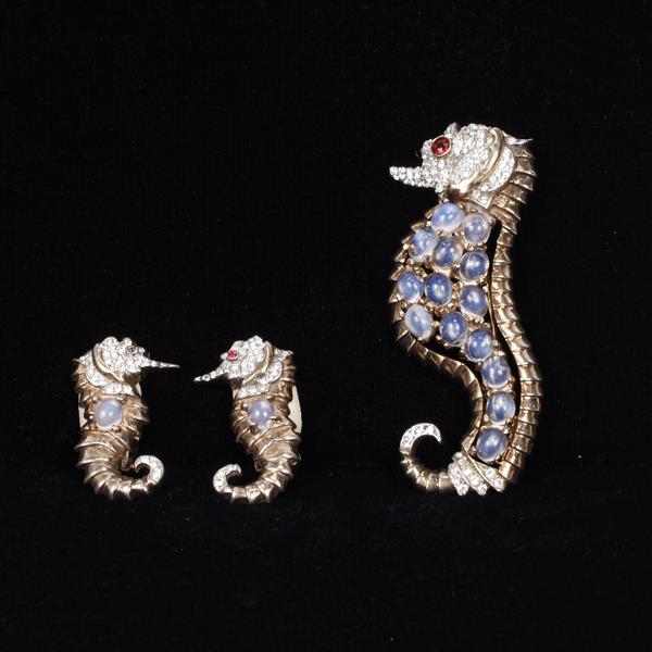 Appraisal: Reja Sterling Moonstone Seahorse Pin Clip on Earrings H pin