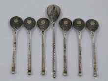 Appraisal: Russian silver A set of six niello silver teaspoons unclear