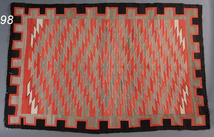 Appraisal: Navajo Rug with serated design and brown block border ''