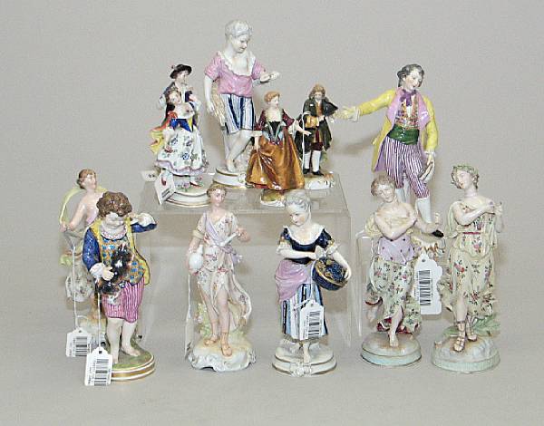 Appraisal: A group of twelve porcelain figures th century Comprising Spode