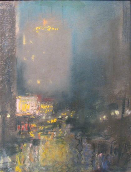 Appraisal: FREDERICK R WAGNER american - RAINY NIGHT ON BROAD STREET