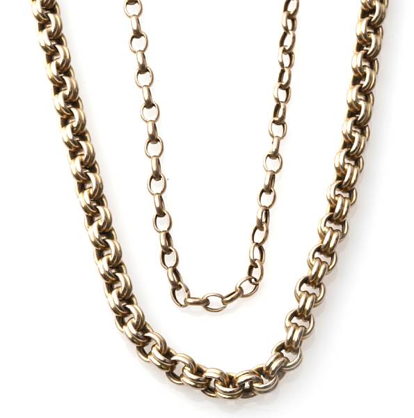 Appraisal: A collection of three k gold neckchains grs