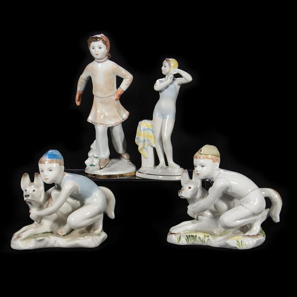 Appraisal: Russian Lomonosov Porcelain Figures Greatest height in Blue logo stamp