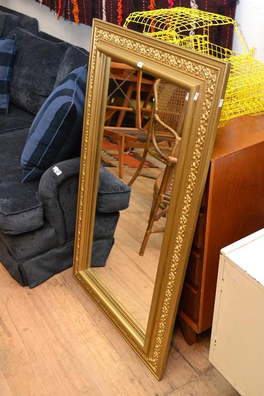 Appraisal: RECTANGULAR GILT WOOD WALL MIRROR RECTANGULAR GILT WOOD WALL MIRROR