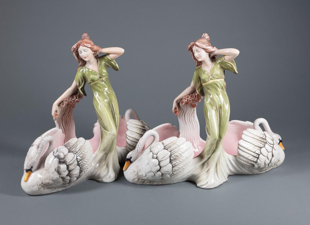 Appraisal: Pair of Vintage Continental Porcelain Figural Centerpieces for Maxim's de