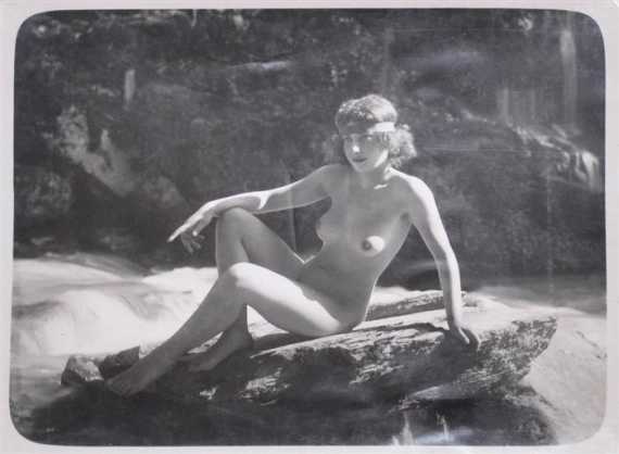 Appraisal: MEYS Marcel Paul Female nude on a rock Salt paper