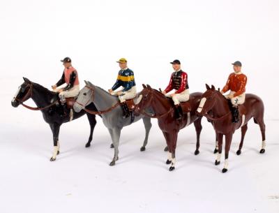 Appraisal: Four Britains racehorses and jockeys from the Racing Colours of