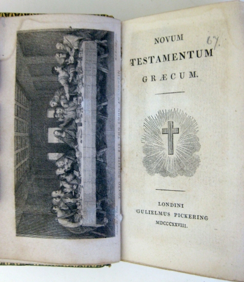 Appraisal: MINIATURE BOOK Novum Testamentum Graecum Greek text Engraved frontispiece after