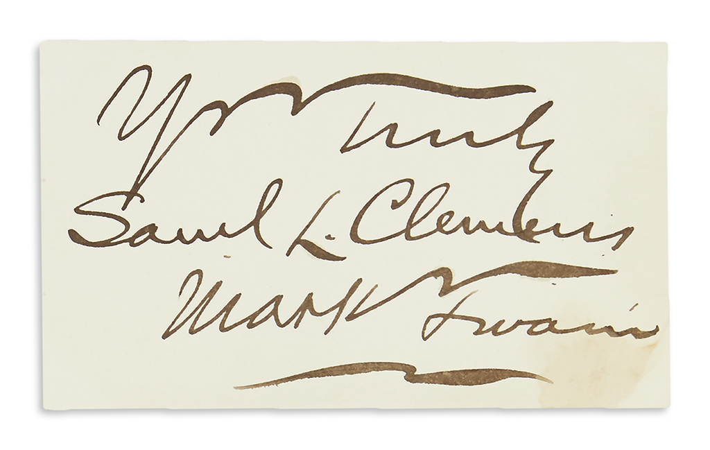 Appraisal: TWAIN MARK Autograph inscription Signed YrsTruly Sam'l L Clemens MarkTwain