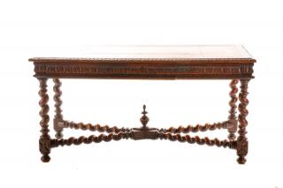 Appraisal: French Oak Renaissance Revival Barley Twist Desk Continental likely French