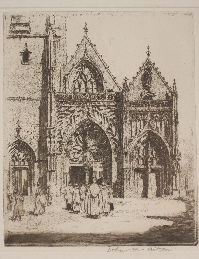 Appraisal: ETCHING - 'St Gilles Abbeville' by John M Aiken pencil