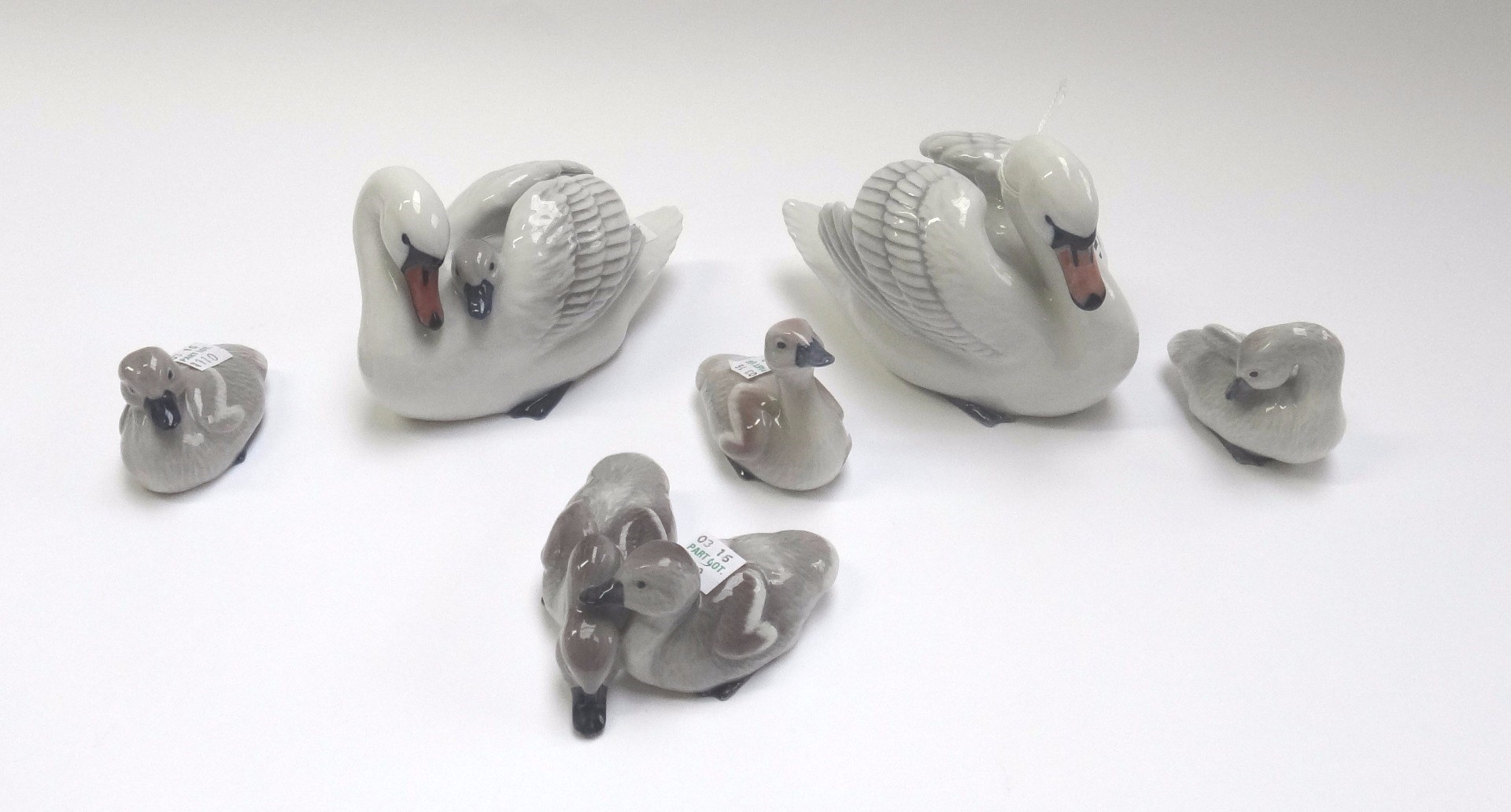 Appraisal: Six Royal Copenhagen porcelain wildfowl comprising two swans and and