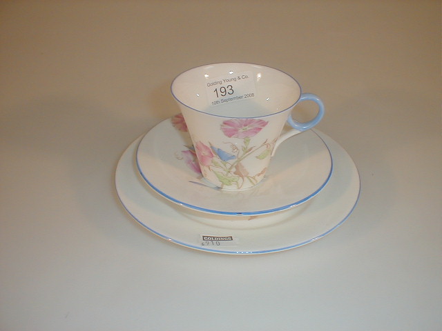 Appraisal: A Shelley china Perth trio decorated with pink convolvulus within