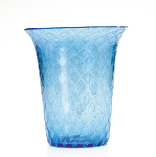 Appraisal: STEUBEN Blue Bubbly vase with quilted pattern Stenciled mark