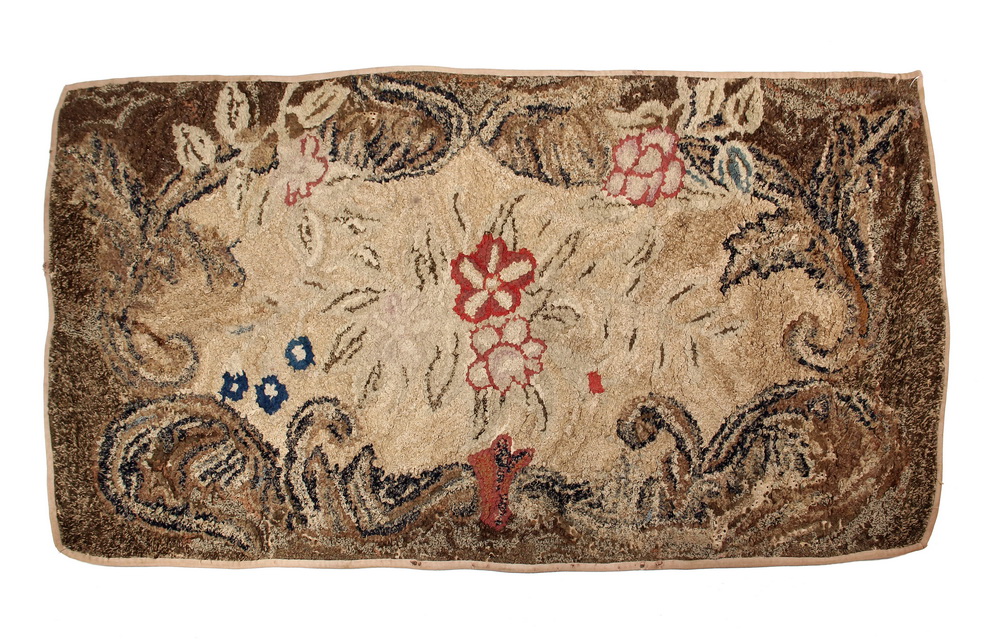 Appraisal: HOOKED RUG - x - Floral Design with muted colors