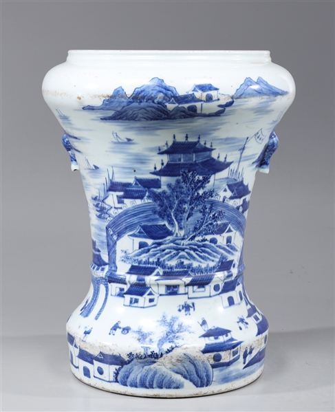 Appraisal: Unusual Chinese blue and white porcelain vase with wide foot