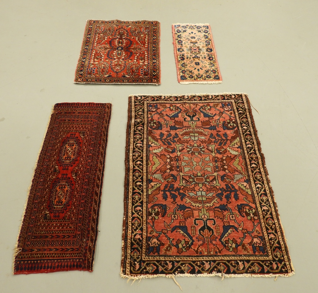 Appraisal: ANTIQUE HERIZ SAROUK BOHKARA KERMAN RUG MATS Persia Early th