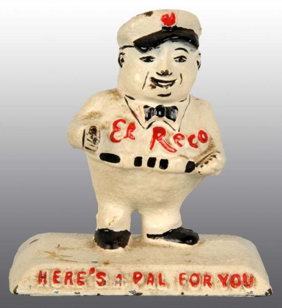 Appraisal: Cast Iron El Reco Gas Man Paperweight Description Depicts advertising