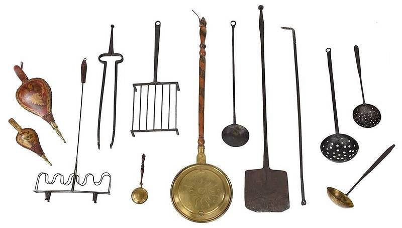 Appraisal: Cooking and Hearth Accessories Wrought Iron American th century including