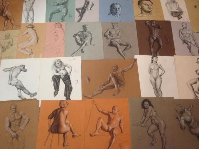 Appraisal: WENDELL Ray Charcoal Figure Studies All signed most dated '