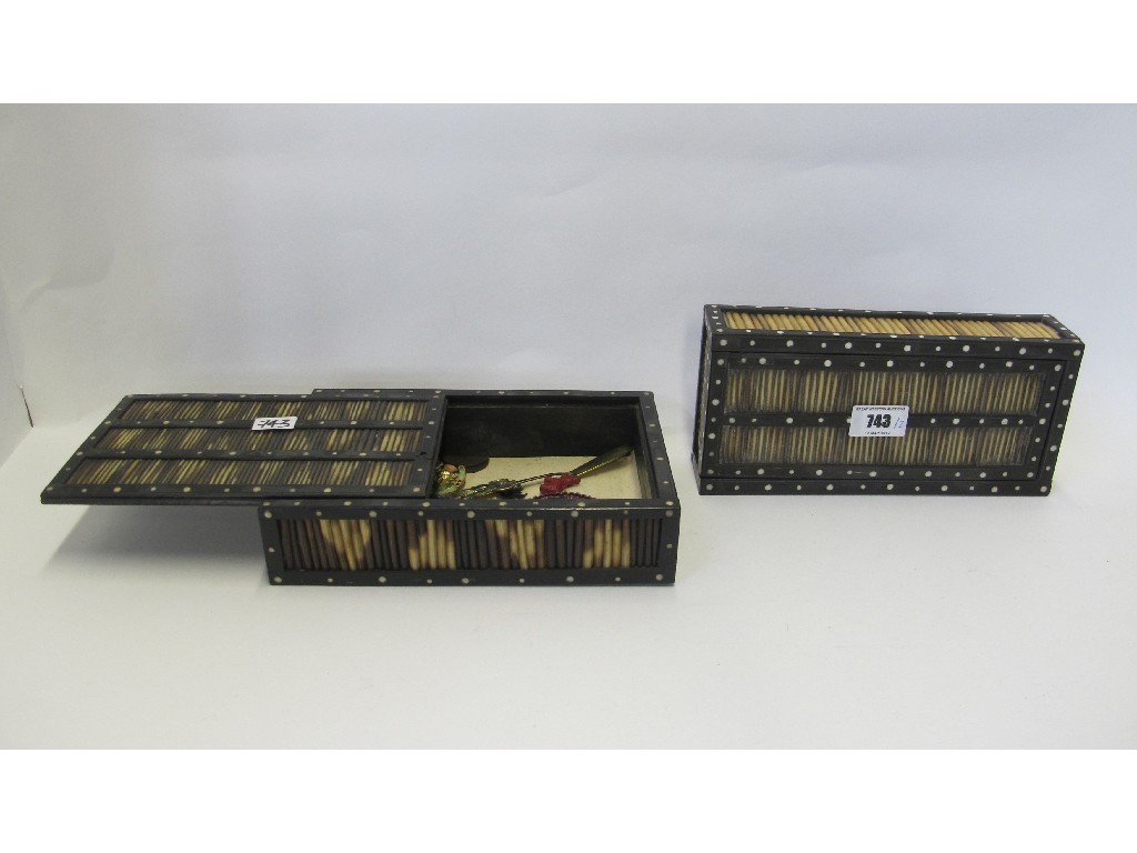 Appraisal: Two porcupine quill boxes with sliding lids