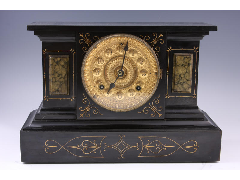 Appraisal: Antique French-Style Ansonia Mantel Clock ca time and strike black