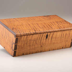 Appraisal: A Tiger Maple Document Box th Century Height x width