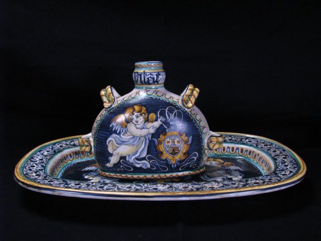 Appraisal: Castelli signed porcelain platter and bottle designed after original Medici