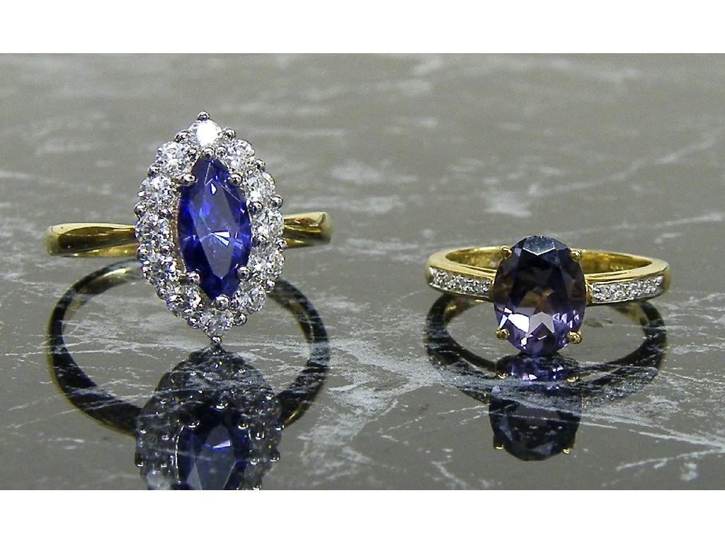 Appraisal: ct marquise shaped amethyst and cz cluster ring together with