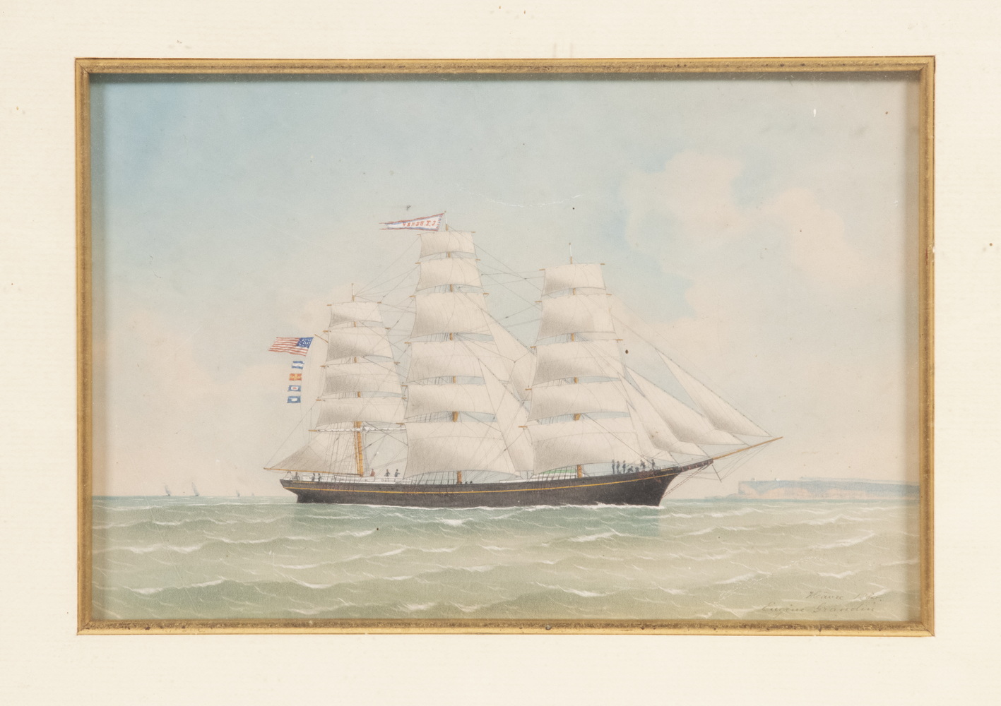 Appraisal: EUGENE JACQUES PHILIPPE GRANDIN FRANCE - Miniature Ship's Portrait of