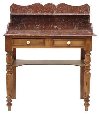 Appraisal: French marble-top walnut washstand late th c having shaped marble