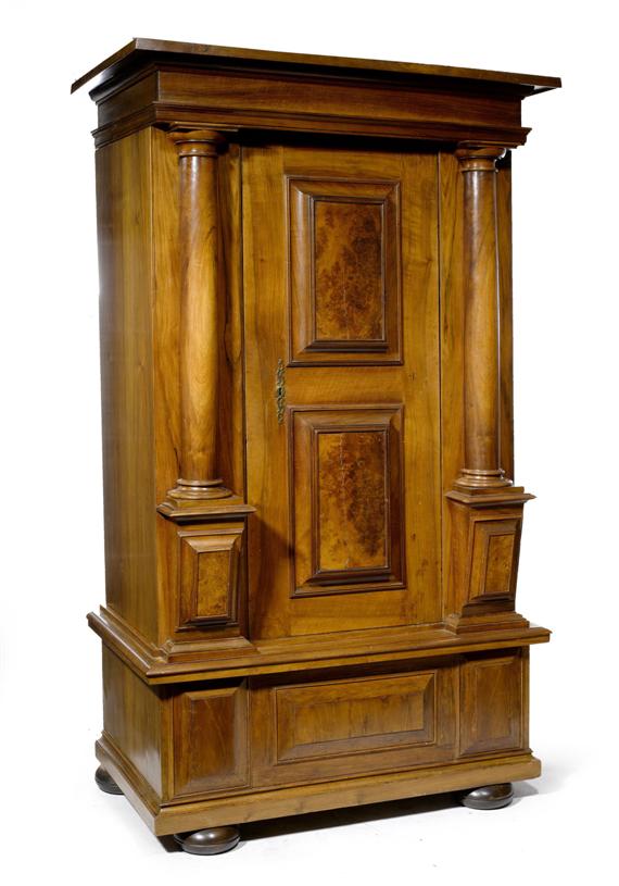 Appraisal: A SINGLE-DOOR WARDROBE Baroque probably Germany th c Walnut x