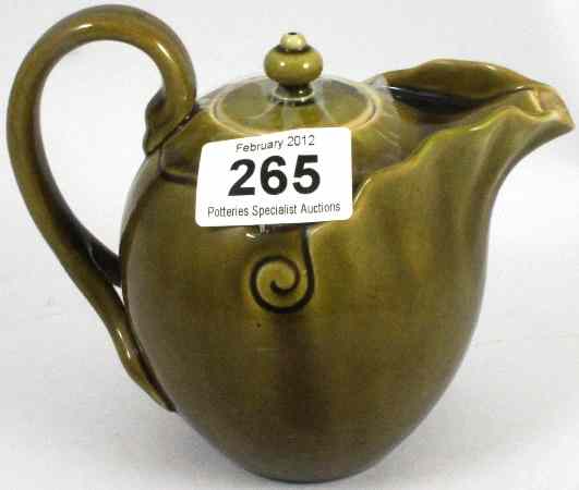 Appraisal: Rare Linthorpe Pottery Teapot Olive Green impressed