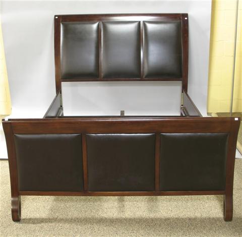 Appraisal: MODERN QUEEN SIZED SLEIGH BED LEATHER PANELS th century the