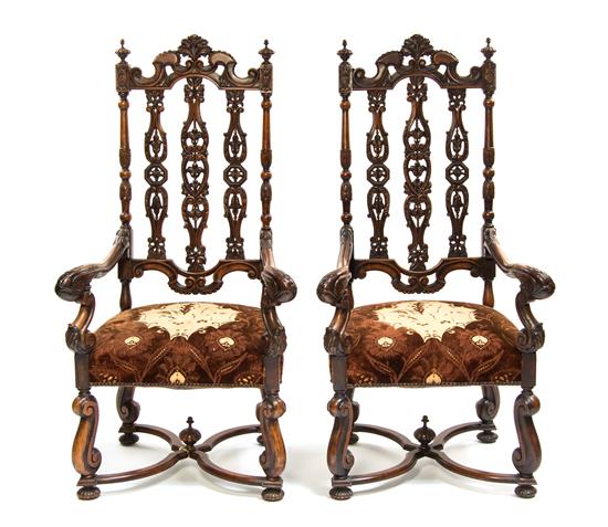 Appraisal: Sale Lot A Pair of Renaissance Revival Armchairs th century