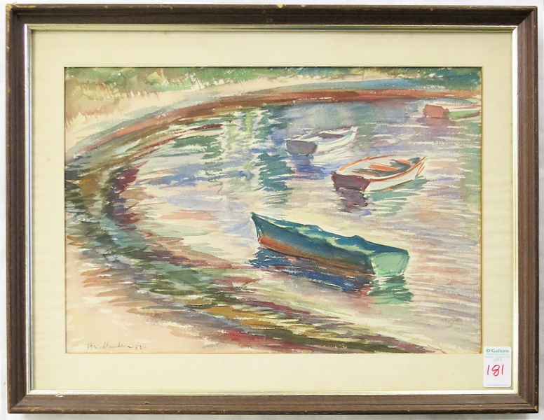 Appraisal: ISAAC FRIEDLANDER WATERCOLOR ON PAPER Latvia New York - Rowboats