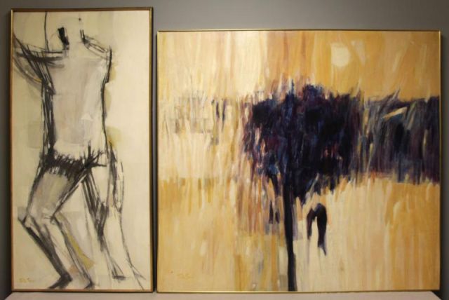 Appraisal: TESTA-SECCA Joe Two Abstract Oils on Masonite Both ex-Christie's April