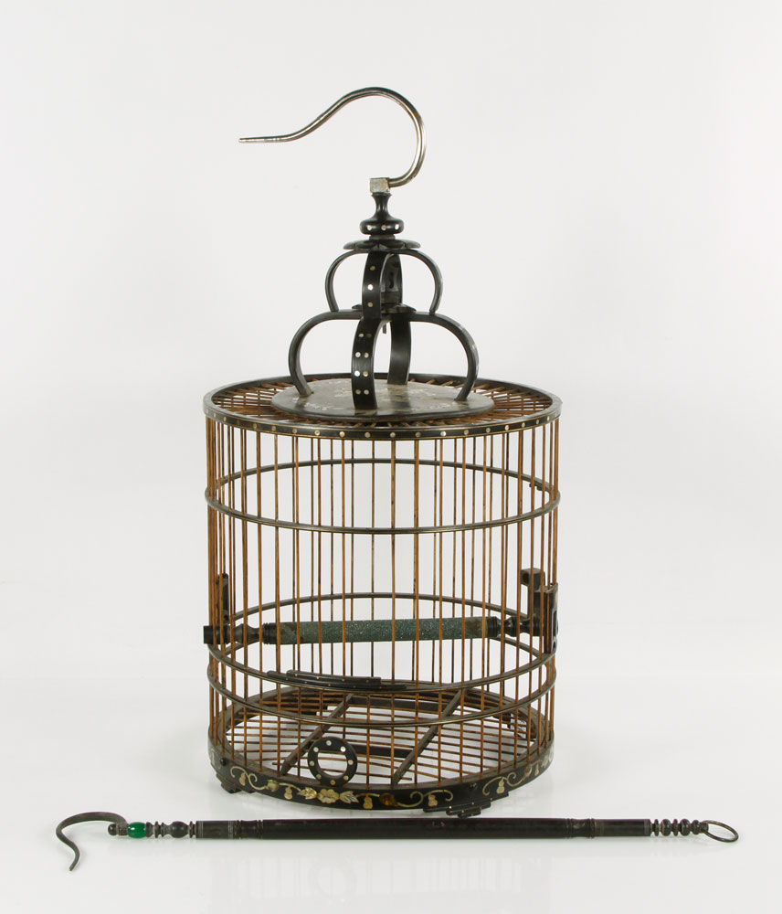 Appraisal: - Chinese Zitan Wood Bird Cage Zitan wood bird cage