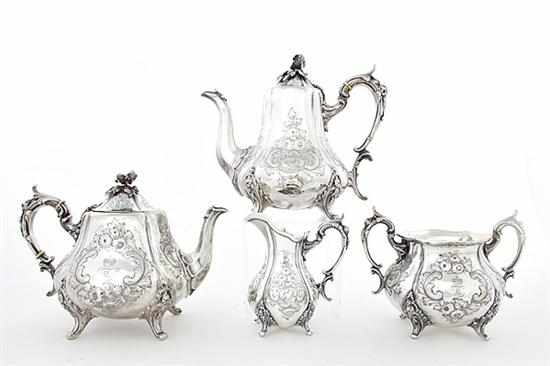 Appraisal: Victorian silverplate four-piece tea and coffee service th century floral