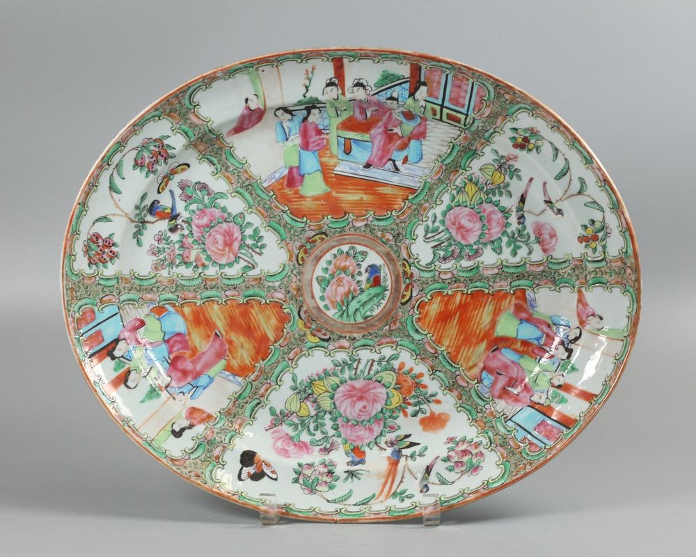 Appraisal: large Chinese rose medallion platter possibly th c porcelain platter