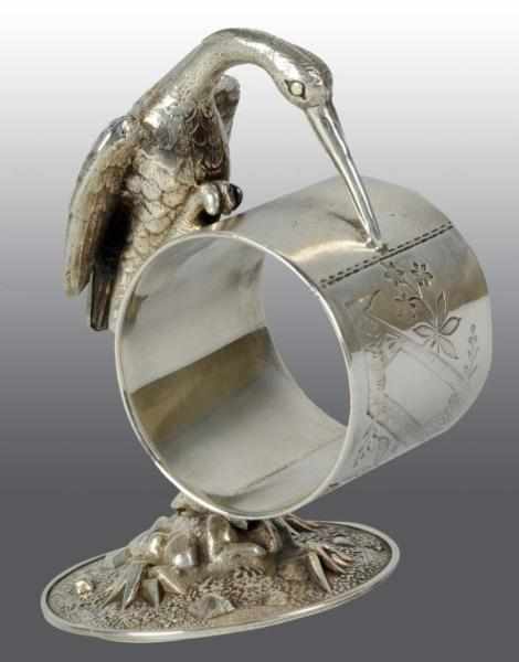 Appraisal: Standing Heron Napkin Ring Condition Excellent Size - T