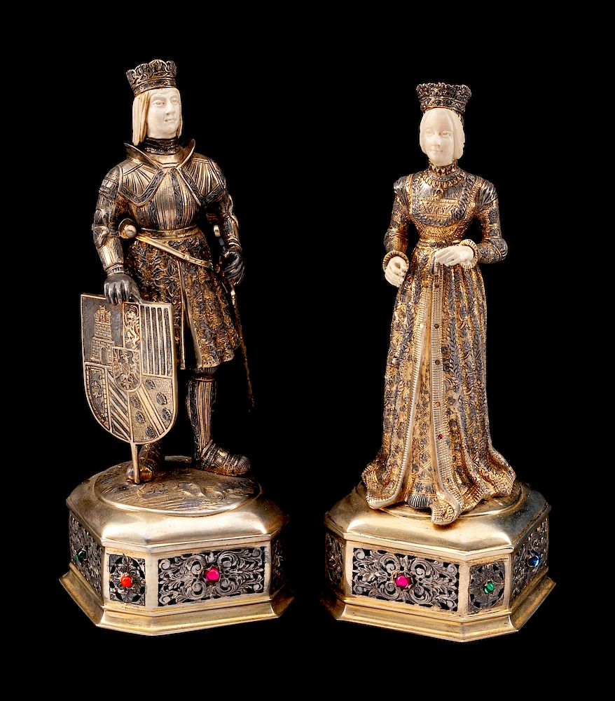 Appraisal: A Pair of German Silver-Gilt and Jeweled Figures A Pair