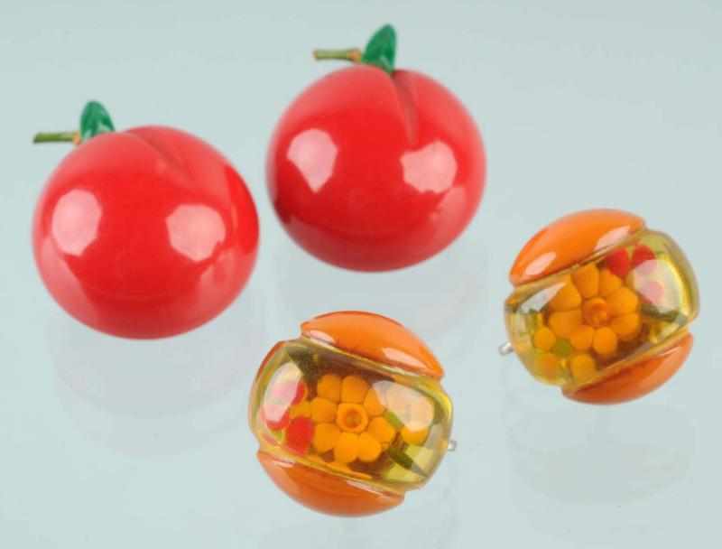 Appraisal: Lot of Bakelite Carved Cherry Earrings Condition Excellent Size Largest