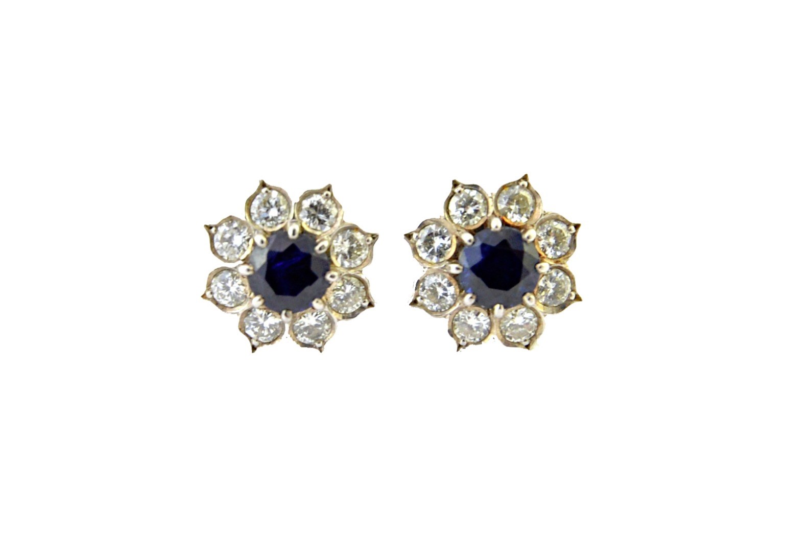 Appraisal: A pair of sapphire and diamond set nine stone cluster