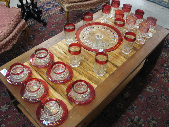 Appraisal: COLLECTION OF RUBY RED FLASHED GLASS pieces attributed to the