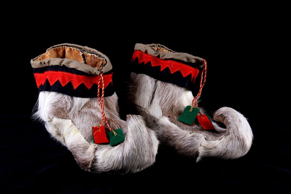 Appraisal: Eskimo Inuit Caribou Hide Curled Toe Moccasins Featured in this