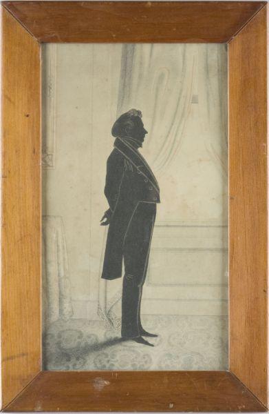 Appraisal: Silhouette Lithograph of Gentleman Politician th c full length profile